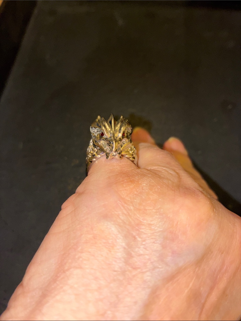 Gold Dragon Design Reptile Ring - Gold Color